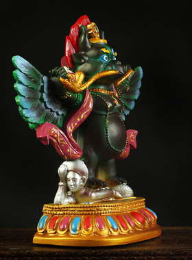 大鹏金翅鸟护法神树脂彩绘金翅大鹏鸟保护车载家居供奉