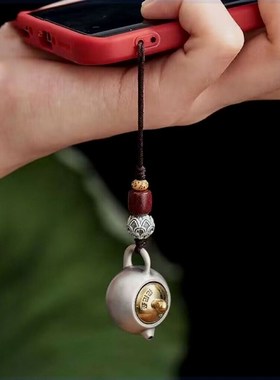 黄铜龙凤把把壶转转迷你小茶壶马上胡转转中式手把件打麻将工艺品