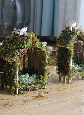 森系鸟屋鸟房鸟巢鸟蛋装饰幼儿园庭院园微景观造景橱挂饰