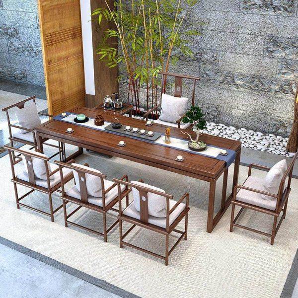 新中式实木茶桌全套功夫泡茶桌椅组合简约禅意茶台书桌一体大板桌,淘宝优惠券,粉丝福利购,淘宝优惠卷