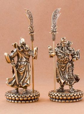 黄铜关公摆件关二爷武财神办公室家居开业摆件黄铜工艺品武财神