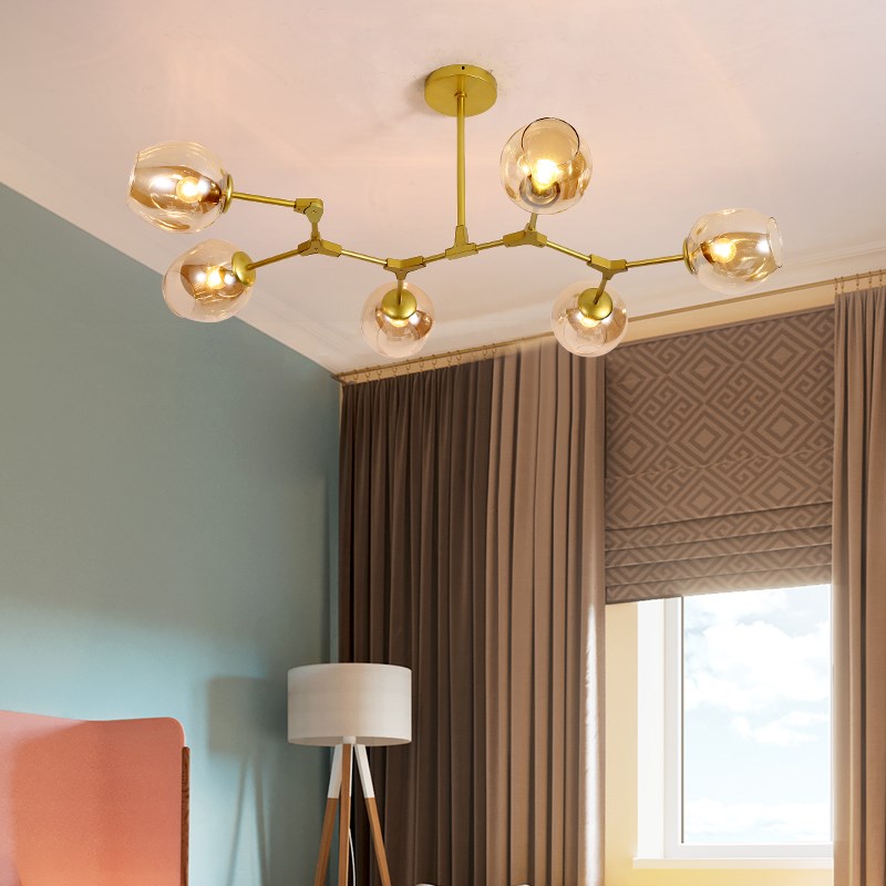 北欧后现代吊灯现代简约餐厅咖啡厅个性Q树枝分子客厅灯具 - 图0