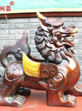 宇卓铜器纯铜貔貅黄铜貔貅单角貔貅带翅膀貔貅家居工艺品摆件