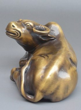 纯铜仿古生肖卧牛摆件办公室书桌招财牛博物架客厅装饰摆设工艺品