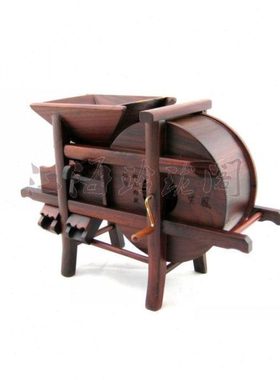红木模型工艺品书房摆件风车石磨实木礼品 木雕创意家居桌面饰品
