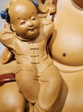 石湾陶瓷五子登科佛精品摆件门厅摆设求子送礼品二胎摆件