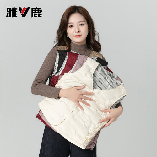 雅鹿羽绒马甲女2025新款时尚V领羽绒服内胆修身内搭鸭绒休闲背心 - 图3