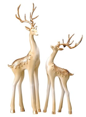 鹿摆件壁龛客厅玄关酒柜电视x柜瘦细长落地装饰摆件大号艺术品高