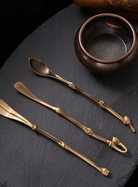 日式香道薰香台湾佛香霖纯铜香具香篆香拓空熏香铲香勺灰押厚重款