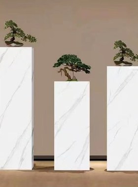 现代简约客厅落地岩板花架摆件电视柜旁边艺术底座软装工艺品