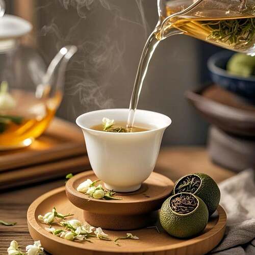 茉莉小青柑浓香茉莉花茶自然生晒泡水喝浓香型绿茶叶柑橘茶 - 图2