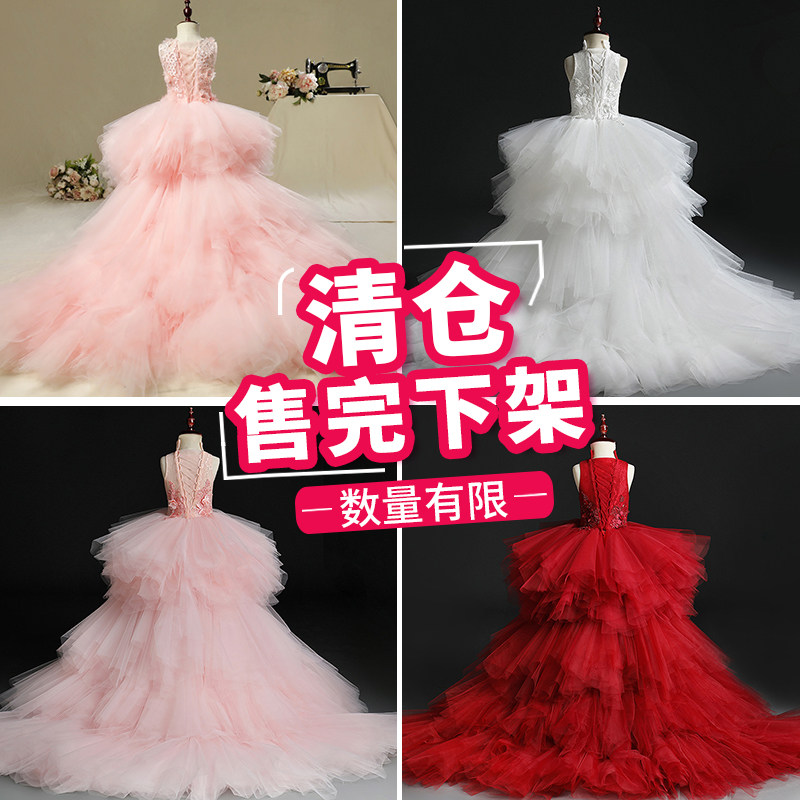 钢琴演奏礼服女童主持人高端花童公主裙生日宴儿童走秀拖尾演出服,淘宝优惠券,粉丝福利购,淘宝优惠卷