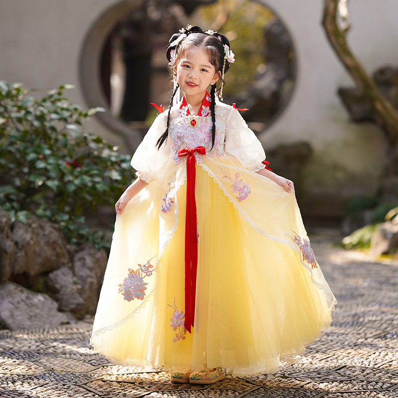 白雪公主裙女童2025新款儿童汉服童话公主连衣裙爱莎冰雪奇缘裙子,淘宝优惠券,粉丝福利购,淘宝优惠卷