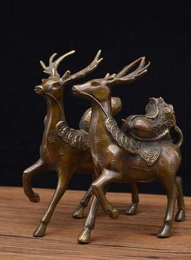 宏达铜器 纯铜一路生财梅花鹿纯铜吉祥礼品摆件