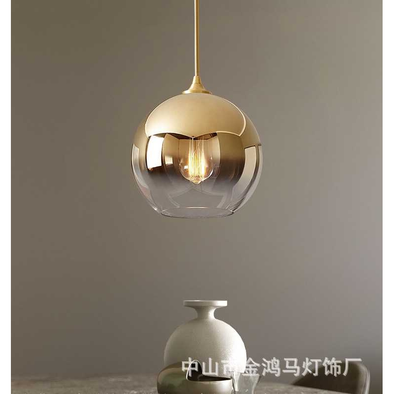 北欧后现代简约卧室床头创意圆球吊灯吧台餐厅轻奢个性渐变玻璃灯 - 图0