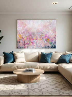 HLF.手绘大芬村油画《春暖花开》肌理感挂画轻奢客厅玄关装饰画