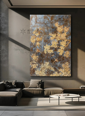 HLF.手绘大芬村油画《金蕊繁花》肌理感抽象挂画客厅玄关装饰画