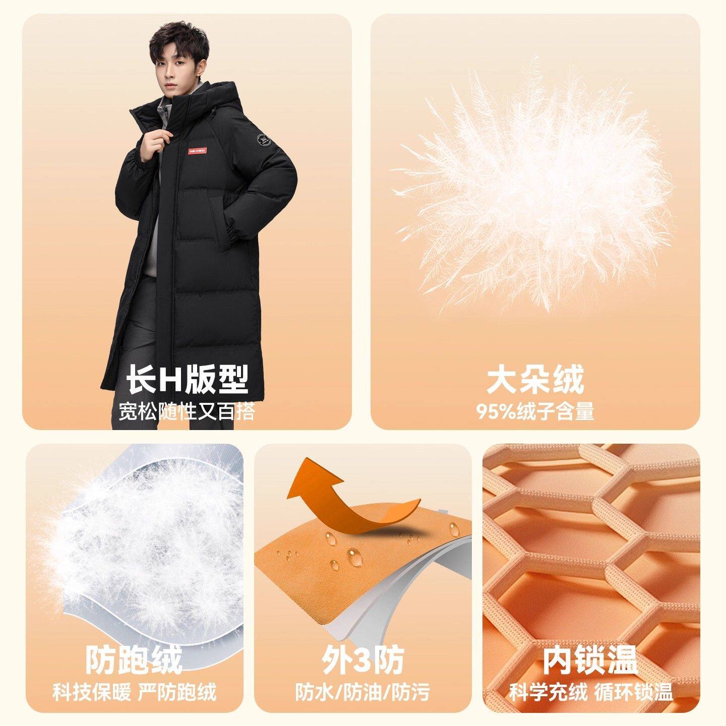 【中国时空道宇】YAYA鸭鸭羽绒服男冬季新款加厚长款过膝情侣外套