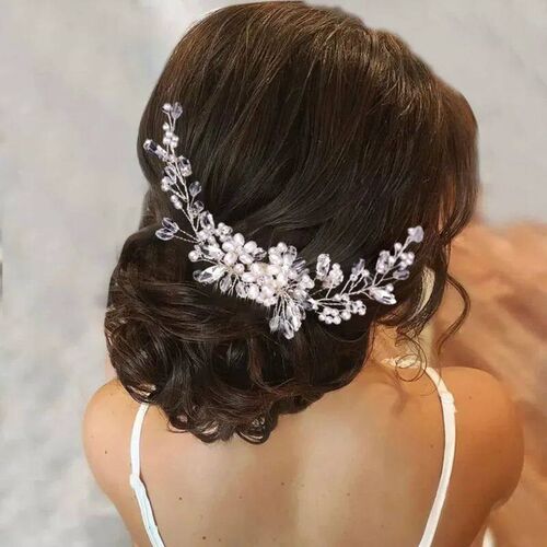 rendy Tiara Pearl Hair Comb Flower Bridal Hairpins Rhineston - 图2