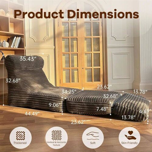 82 Oversized Folding Futon Sofa Bed, Convertible Chaise Lo - 图0
