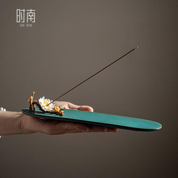 陶瓷梅花线香插手工陶瓷捏花香座家用檀香线香炉香托香器茶道摆件,淘宝优惠券,粉丝福利购,淘宝优惠卷