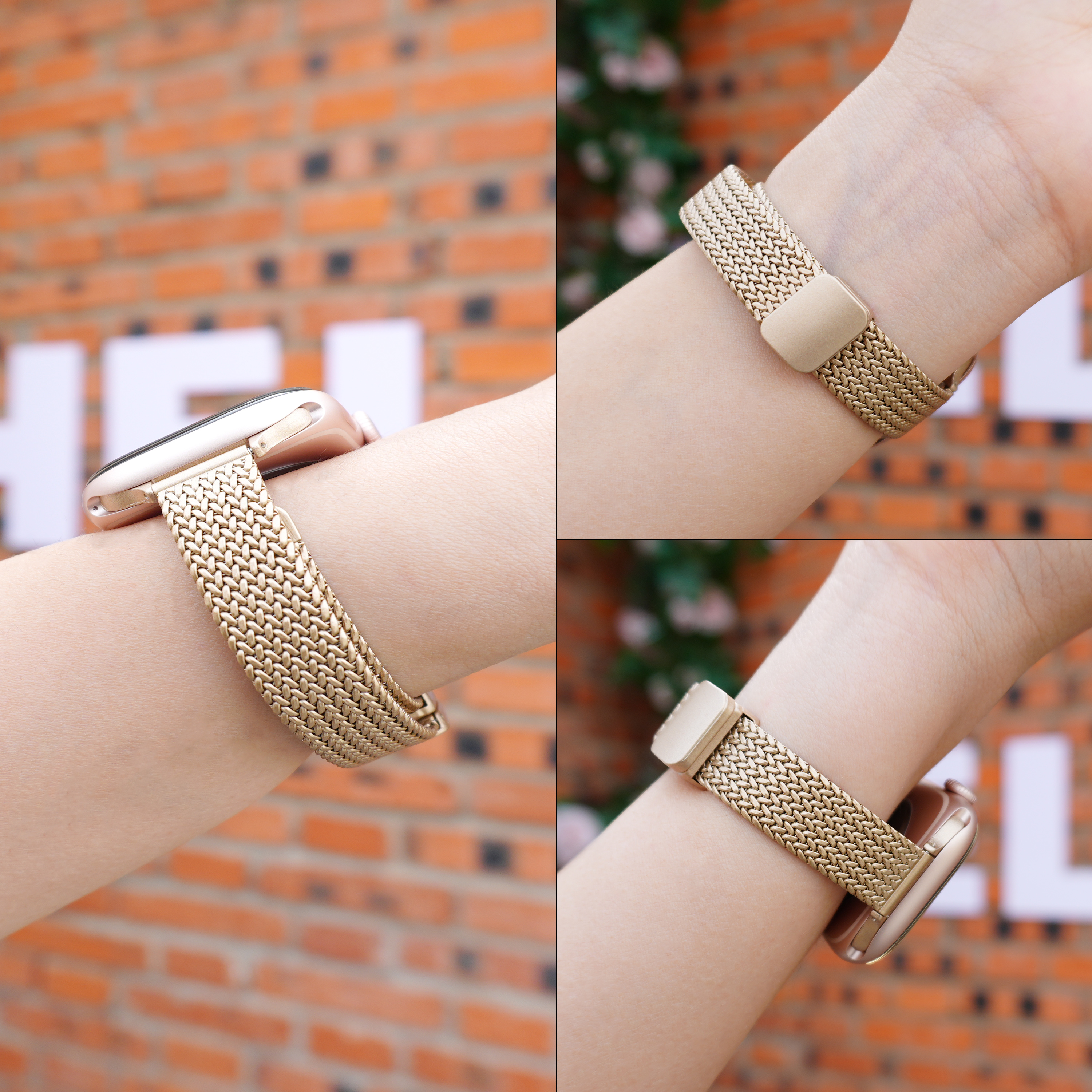 【阅涯】适用新款ApplewatchS11麦穗表带苹果手表S10磁吸腕带卡扣iwatch新金属S9/8小蛮腰细窄款SE3通用夏季 - 图2