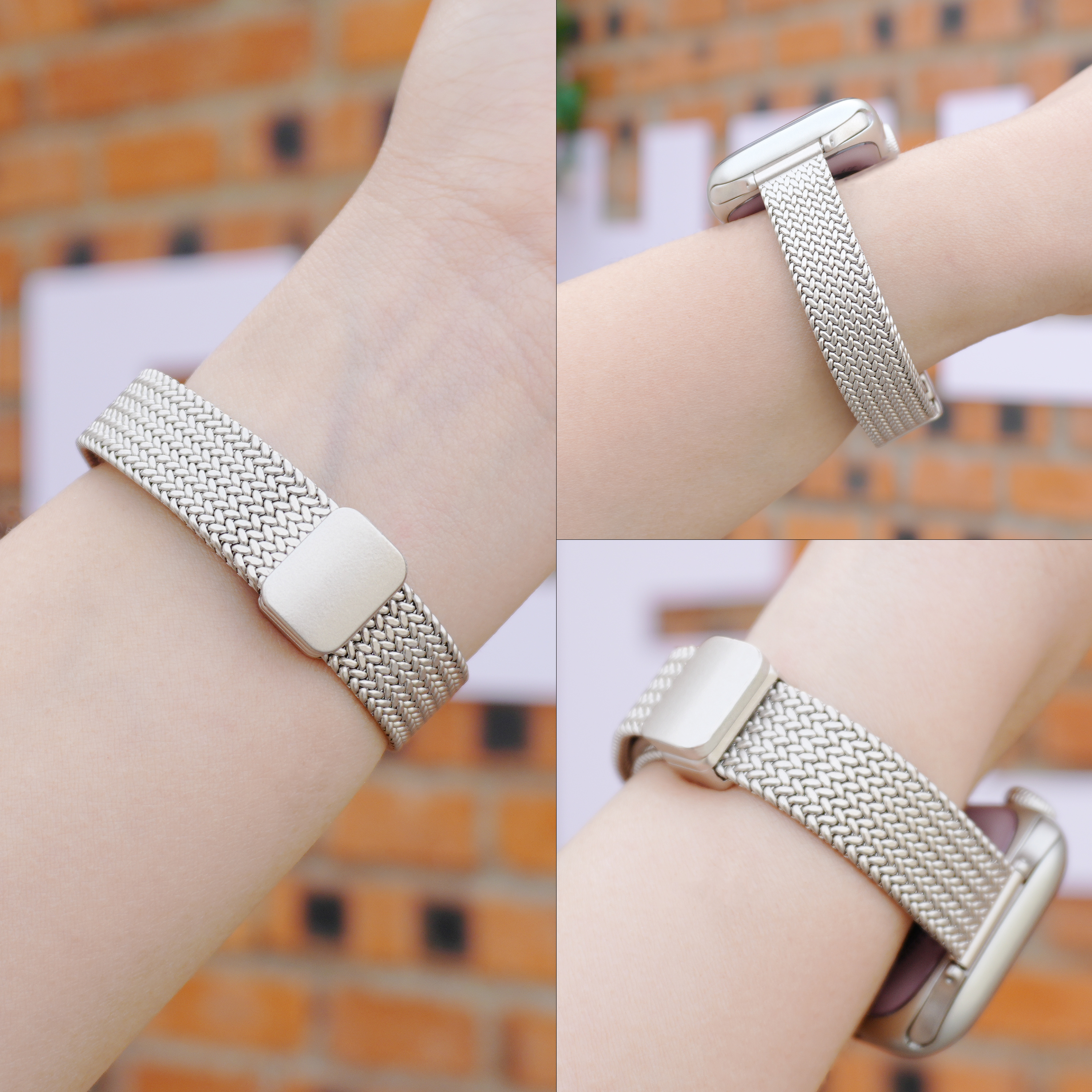 【阅涯】适用新款ApplewatchS11麦穗表带苹果手表S10磁吸腕带卡扣iwatch新金属S9/8小蛮腰细窄款SE3通用夏季 - 图0