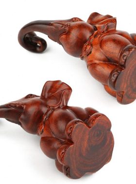 红木象木雕大象一对 办公室桌面创意摆件 实木制工艺品客厅装饰品