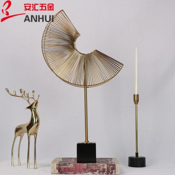 欧式创意金属摆件大理石扇子客厅样板房玄关工艺品摆件,淘宝优惠券,粉丝福利购,淘宝优惠卷