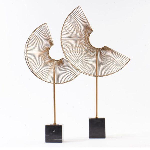 欧式创意金属摆件大理石扇子客厅样板房玄关工艺品摆件,淘宝优惠券,粉丝福利购,淘宝优惠卷