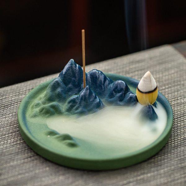 千里江山陶瓷线香插倒流香炉家用室内香薰炉禅意书房茶桌香座摆件,淘宝优惠券,粉丝福利购,淘宝优惠卷