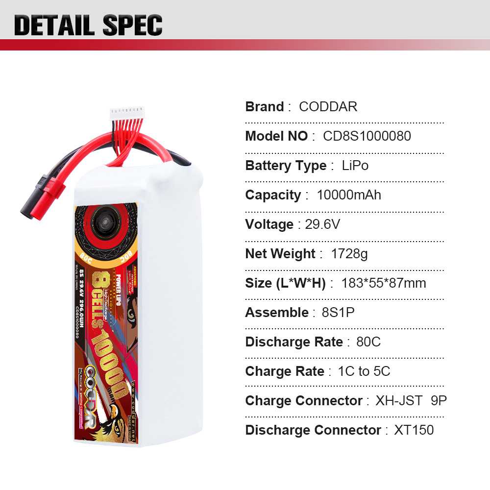 CODDAR鹰氪10000MAH 8S 29.6V 80C航模植保机10寸13寸穿越机锂电 - 图1