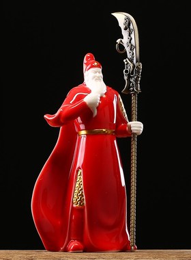 中式陶瓷手工武财神关羽摆件工y艺品家居客厅办公室桌面关二爷饰