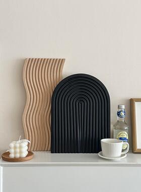 ins风创意不规则木质黑色托盘装饰摆件桌面香薰托盘收纳拍照道具