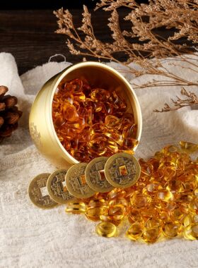 黄铜百福缸福字米缸供奉桌面摆件