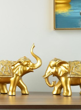 客厅玄关大象摆件一对招财镇宅工艺品欧式电视柜酒柜对象家居饰品