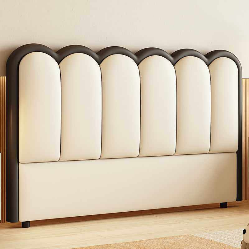 床头软包简约现代卧室靠背一体落地轻奢实木新款背板床头单买床上 - 图3