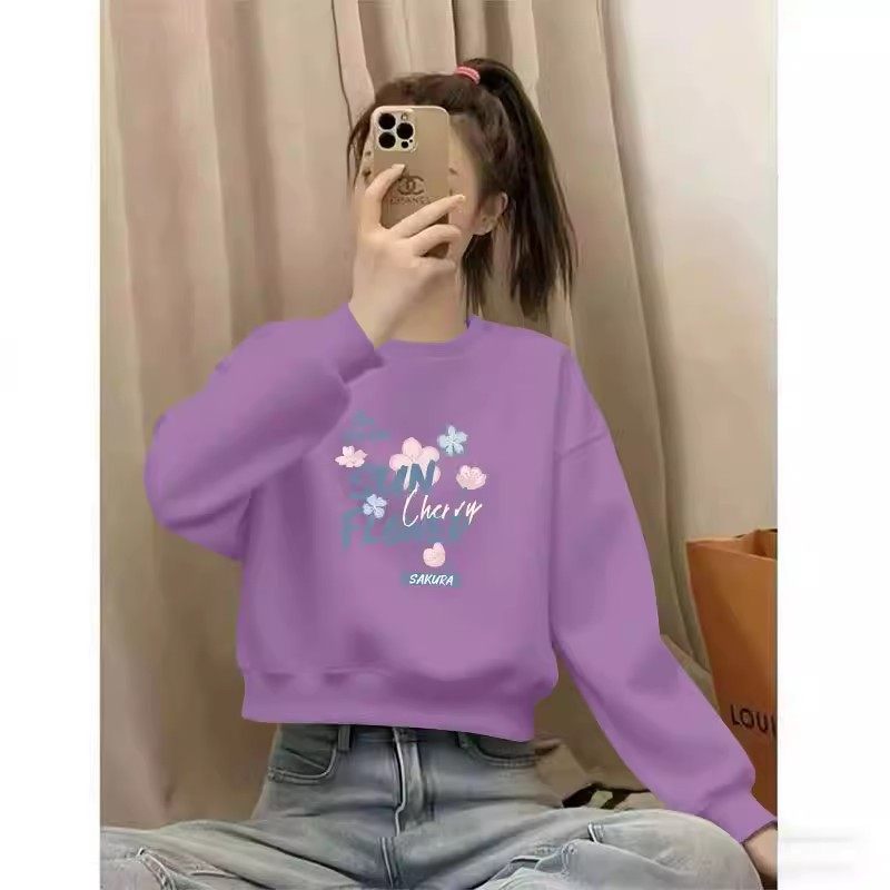 秋冬纯棉套头短款高腰卫衣女时尚新款洋气韩版百搭小个子休闲上衣,淘宝优惠券,粉丝福利购,淘宝优惠卷