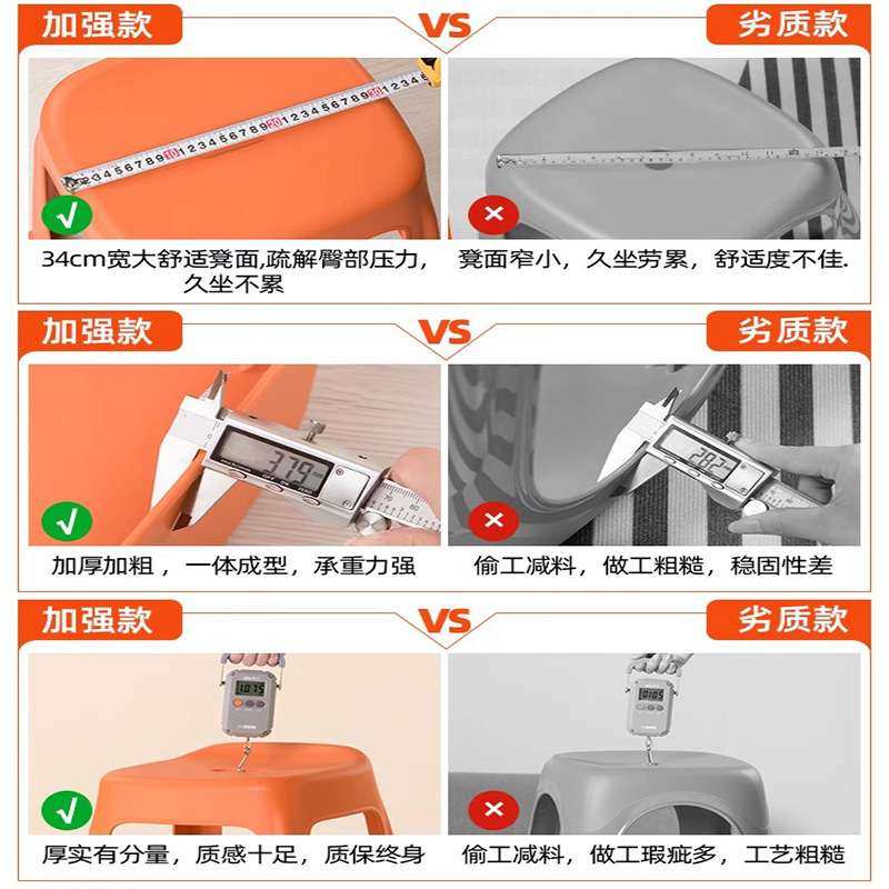 茶花高凳加厚脚垫塑料凳子熟胶家用客厅餐椅成人塑胶高凳板凳方凳,淘宝优惠券,粉丝福利购,淘宝优惠卷