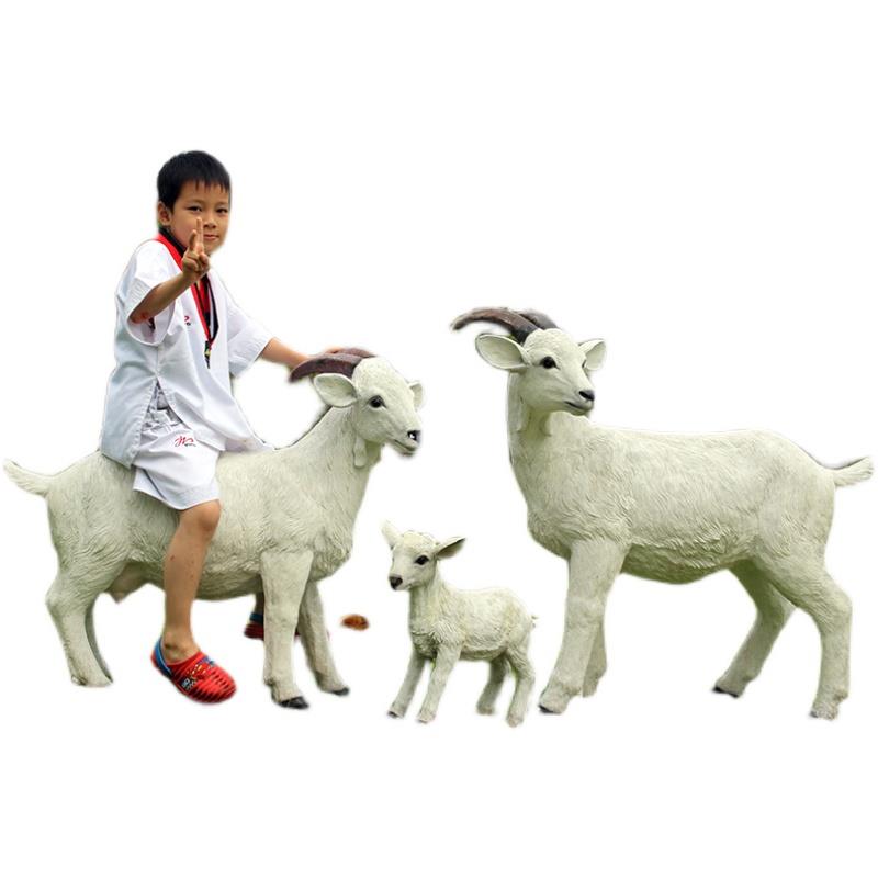 新室外玻璃钢仿真山羊假动物模型园区景观草地绵羊工艺品装饰摆件 - 图3