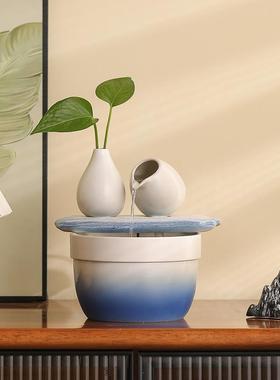 轻奢流水摆件循环水客厅家居小型办公室生财桌面喷泉创意现代招财