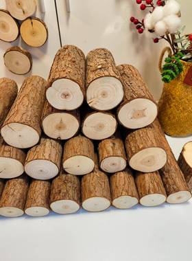 圆木桩壁炉装饰木头树桩造型木材木柴家居饰品摆件实木栅栏道具