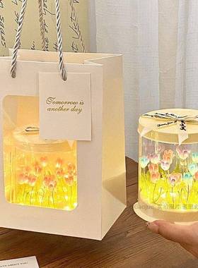 ins风郁金香花海发光小夜灯床头桌面摆件手工自制闺蜜DIY好物推荐