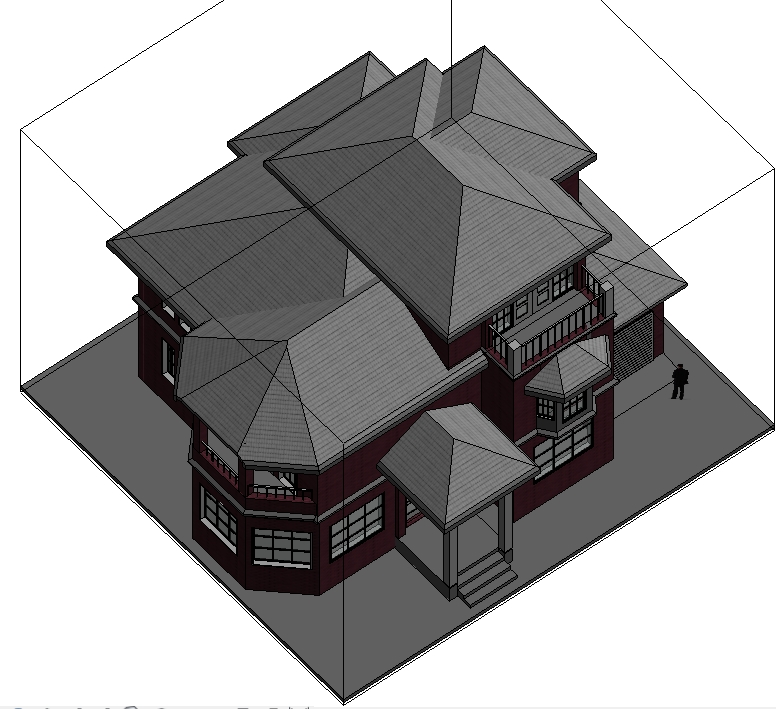 Revit欧式小别墅BIM三维建模成品三层模型2020版本无CAD图纸-图1