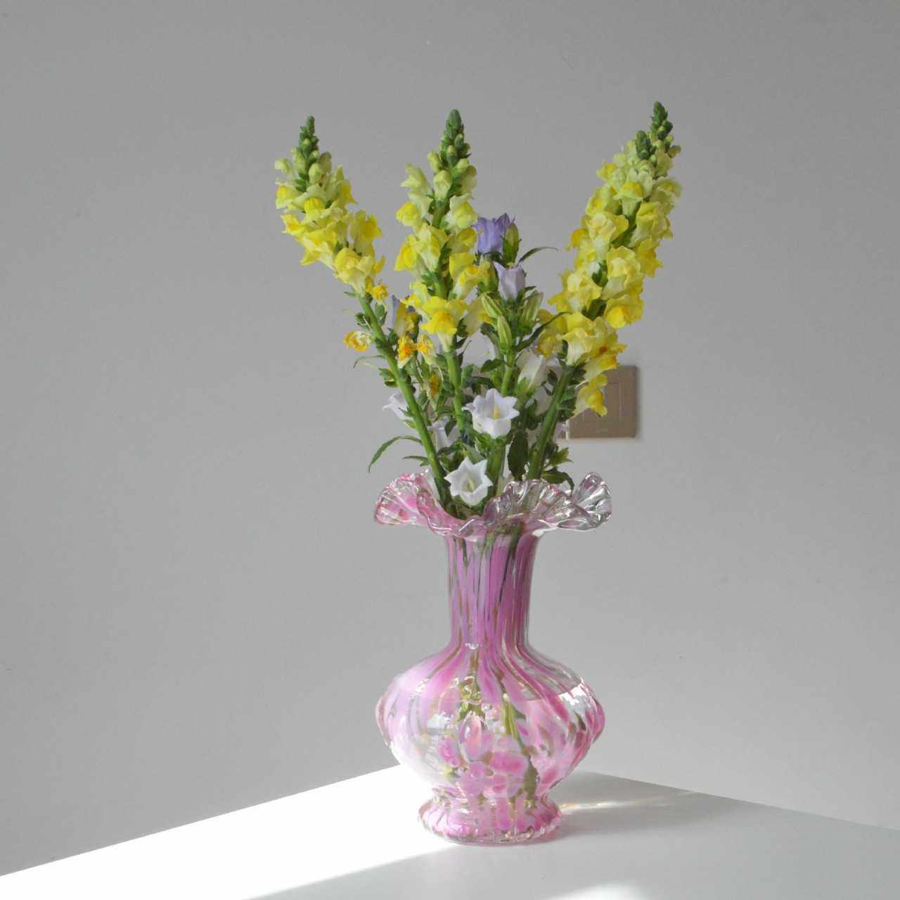 中古风芬顿褶皱花边口粉点洒金纯手工大肚玻璃花瓶水养插花器摆件,淘宝优惠券,粉丝福利购,淘宝优惠卷