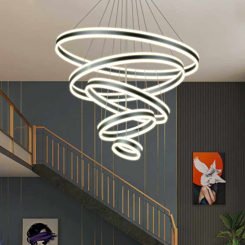 2021年新款北欧简约现代环形吊灯客厅餐厅灯轻奢创意楼梯别墅灯具,淘宝优惠券,粉丝福利购,淘宝优惠卷