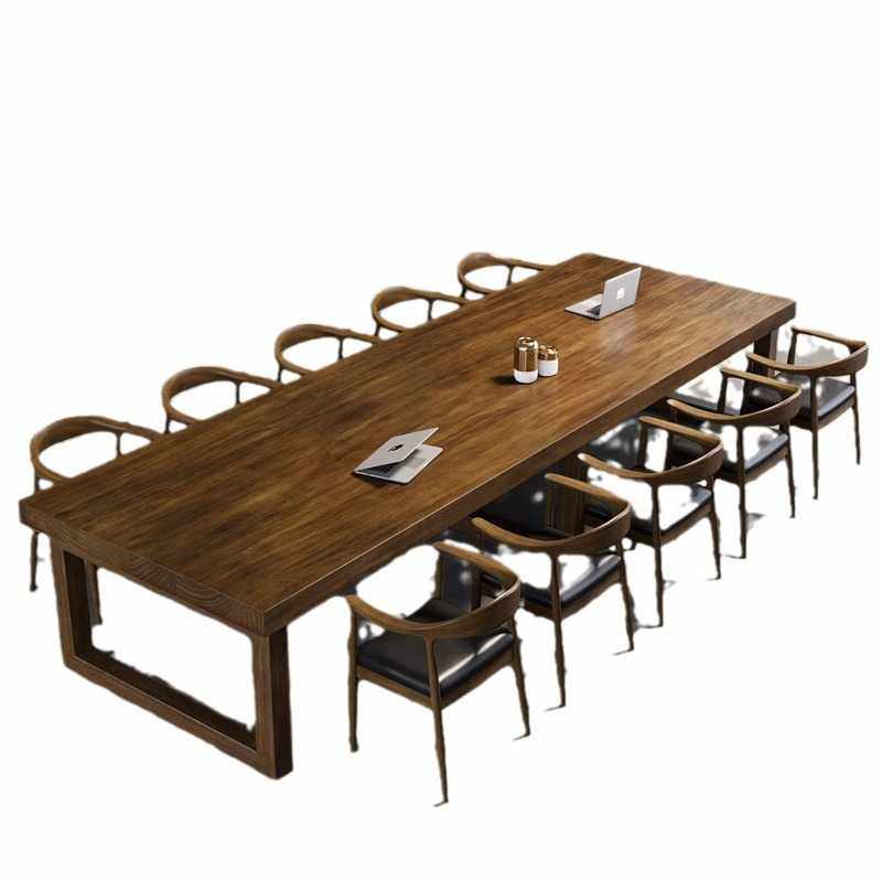 工业风实木会议桌现代简约长条办公桌椅组合洽谈培训桌大板工作台,淘宝优惠券,粉丝福利购,淘宝优惠卷