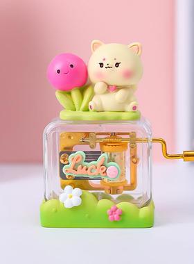 新款卡通萌宠手摇音乐八音盒可爱兔子小熊爱心创意礼品送女友闺蜜