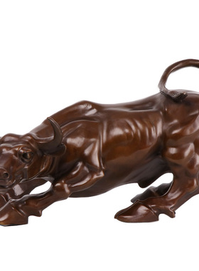 黄铜牛摆件家居装饰品客厅办公室招财转运牛气冲天华尔街旺市牛