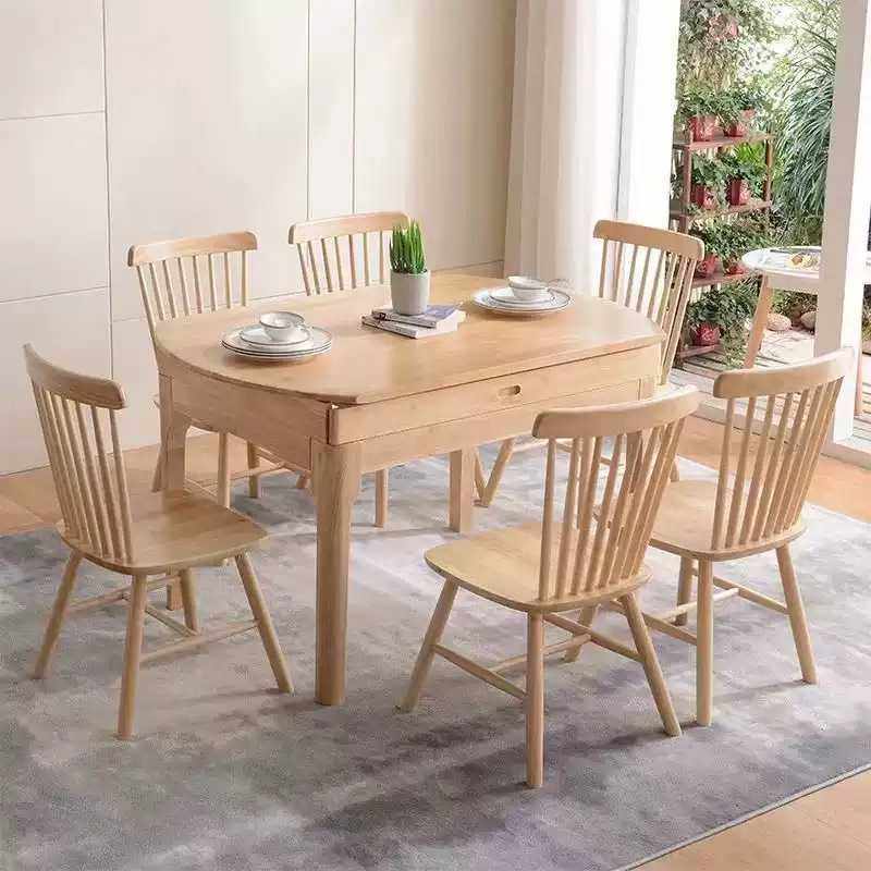 北欧全实木餐桌家用简约现代小户型餐桌椅组合可变圆桌伸缩吃饭桌,淘宝优惠券,粉丝福利购,淘宝优惠卷